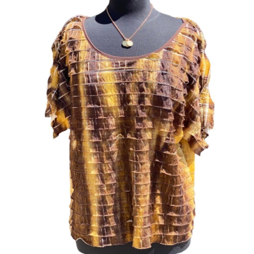 Brown and Tan blouse by NY Collection